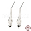 Rhodium Plated Teardrop 925 Sterling Silver Stud Earring Findings STER-Q192-20P-1