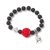 Halloween Theme Natural & Synthetic Lava Rock Round Beads Stretch Bracelets BJEW-MZ00185-02-2