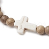 Natural Wood Beads Stretch Bracelets for Women BJEW-JB11338-02-3