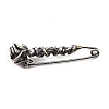 925 Sterling Silver Rose with Rattan Safety Pins JEWB-Q050-02AS-1
