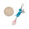 Glass Conch & Alloy Starfish Pendant Decorations HJEW-JM03217-3