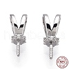 Rhodium Plated 925 Sterling Silver Micro Pave Cubic Zirconia Rabbit Ear Peg Bails STER-T004-54P-4