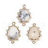 Natural White African Opal Faceted Connector Charms G-K347-07G-04-1