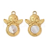 304 Stainless Steel Natural White Shell Pendants STAS-L288-01G-02-1