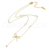 Ion Plating(IP) 304 Stainless Steel Crystal Rhinestone Bowknot Pendant Necklaces for Women NJEW-K276-24G-2