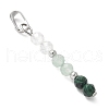 Faceted Round Natural Quartz Crystal & Green Aventurinee & Malachite Beaded Pendants PALLOY-JF03529-06-2