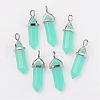 Bullet Imitation Jade Glass Pointed Pendants G-F295-01C-1