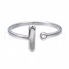 304 Stainless Steel Bar Open Cuff Ring for Women RJEW-T023-93P-1