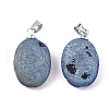 Electroplate Natural Druzy Geode Agate Pendants G-S344-60A-04-2