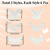 Gorgecraft 18Pcs 3 Style Butterfly Gauze Embroidery Ornaments Accessories PATC-GF0001-09-2