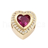 Heart Rack Plating Brass Micro Pave Cubic Zirconia European Beads KK-B097-07G-01-1