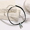 Bohemian Style Alloy Feather Charm & Synthetic Turquoise Pendant Choker Necklaces FS-WGABF31-02-1
