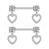 304 Stainless Steel Pave Cubic Zirconia Nipple Rings WGDEAF5-03-1