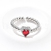 Heart Brass Micro Pave Cubic Zirconia Cuff Bangles & Rings Sets for Women SJEW-R002-05P-05-2