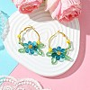 Woven Glass Flower Huggie Hoop Earring EJEW-MZ00235-01-2