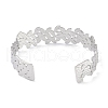 Non-Tarnish 304 Stainless Steel Flower Open Cuff Bangles for Women BJEW-C071-14P-3