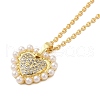 Brass Micro Pave Clear Cubic Zirconia Heart Pendant Necklaces for Women NJEW-K381-05G-1