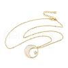 Brass Micro Pave Clear Cubic Zirconia Moon with Star Pendant Necklaces for Women NJEW-S449-02G-4