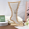 Foot Shaped Bamboo & Velvet Anklet Display Stands ODIS-WH0030-140B-5