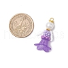 Glass Seed Beaded Flower Figurine Pendants PALLOY-MZ00686-02-2