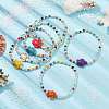 Synthetic Turquoise Sea Turtle & Glass Beaded Stretch Bracelets BJEW-JB09892-4