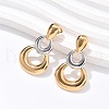 304 Stainless Steel Two Tone Gourd Dangle Stud Earrings EJEW-C142-15PG-2