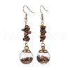 Natural Tiger Eye Chips Dangle Earrings EJEW-JE05634-03-1