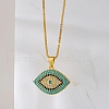 Brass Deep Sky Blue Cubic Zirconia Evil Eye Pendant Box Chain Necklaces VS0451-2-2