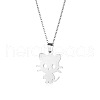 Cat Shape Stainless Steel Pendant Necklaces PW-WGF5F36-01-5