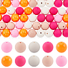 SOFPLATE 60Pcs 2 Styles Round Silicone Focal Beads with Fluorescence Acrylic Beads SIL-SP0001-01A-1