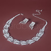 Wing Brass Crystal Rhinestone Chain Necklaces & Stud Earrings Sets FS-WG98015-01-2