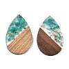 Transparent Resin & Walnut Wood Big Pendants RESI-T058-05M-2