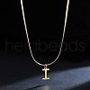 316 Surgical Stainless Steel Initial Pendant Flat Snake Chain Necklaces for Women WGC1053-09-1