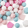 78Pcs 10 Style Round/Hexagon/Arch Food Grade Eco-Friendly Silicone Beads SIL-TA0001-43-11