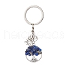 5Pcs 5 Styles Tree of Life Natural Amethyst & Tiger Eye & Red Jasper & Lapis Lazuli & Green Aventurine Pendant Keychains KEYC-JKC00924-4