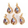 Rack Plating Brass Micro Pave Clear Cubic Zirconia Charms KK-T060-29-RS-1