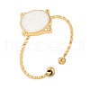 Ion Plating(IP) 304 Stainless Steel Enamel Oval Cuff Finger Rings RJEW-L107-076A-G-1