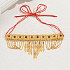 Ramadan & Eid Mubarak Brass Middle Eastern Square Tassel Choker Necklaces for Women's Party Accessories QC1236-4