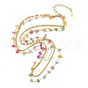 304 Stainless Steel & Colorful Natural Stone Chip & Imitation Pearl 3 Layer Necklaces for Women NJEW-Z061-07G-4