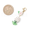 Flower Glass Pearl & Seed Beads Pendant Decorations HJEW-MZ00274-04-3