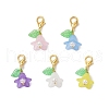5Pcs Acrylic & Shell Pearl Flower Pendant Decorations HJEW-JM03261-02-2