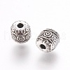 Tibetan Style Alloy Barrel Beads TIBEB-5178-AS-RS-1