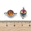 304 Stainless Steel Pave K9 Glass Flat Round Connector Charms STAS-Z115-03P-3