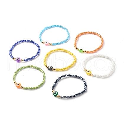 Glass Seed Beads Stretch Bracelets Set BJEW-JB07410-1