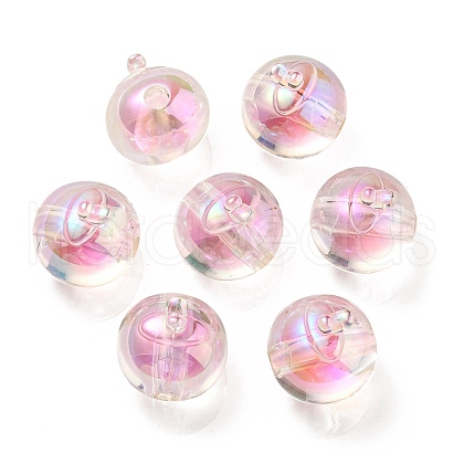 UV Plating Rainbow Iridescent Acrylic Beads OACR-A014-02C-1