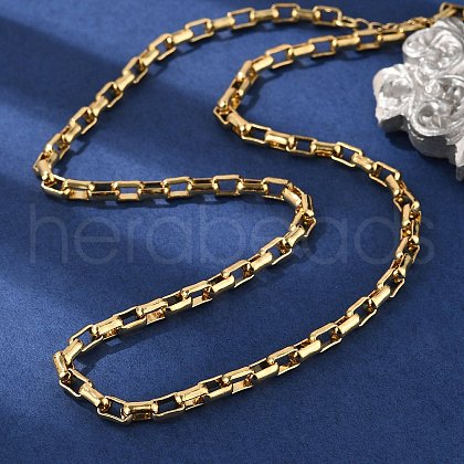 Brass Box Chain Necklaces for Women Men NJEW-F337-06G-1