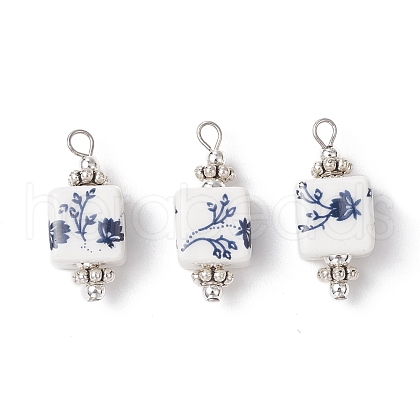Handmade Printed Porcelain Pendants PALLOY-JF03965-01-1