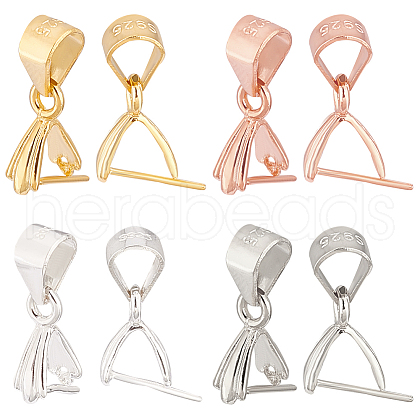   8Pcs 4 Colors 925 Sterling Silver Ice Pick Pinch Bails STER-PH0001-95-1