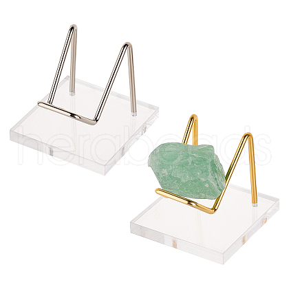 2Pcs 2 Colors Square Transparent Acrylic Mineral Crystal Display Stands ODIS-FG0001-60A-1