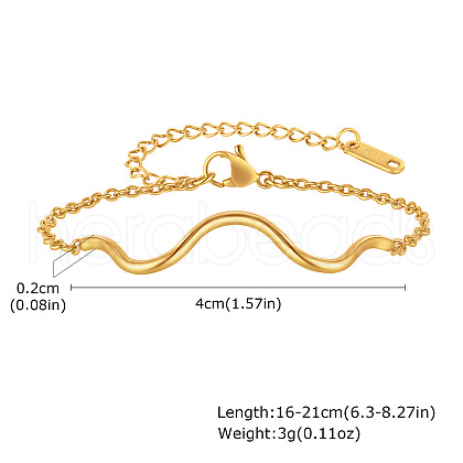 Wave Shaped 304 Stainless Steel Link Bracelets FS-WG2DD65-06-1